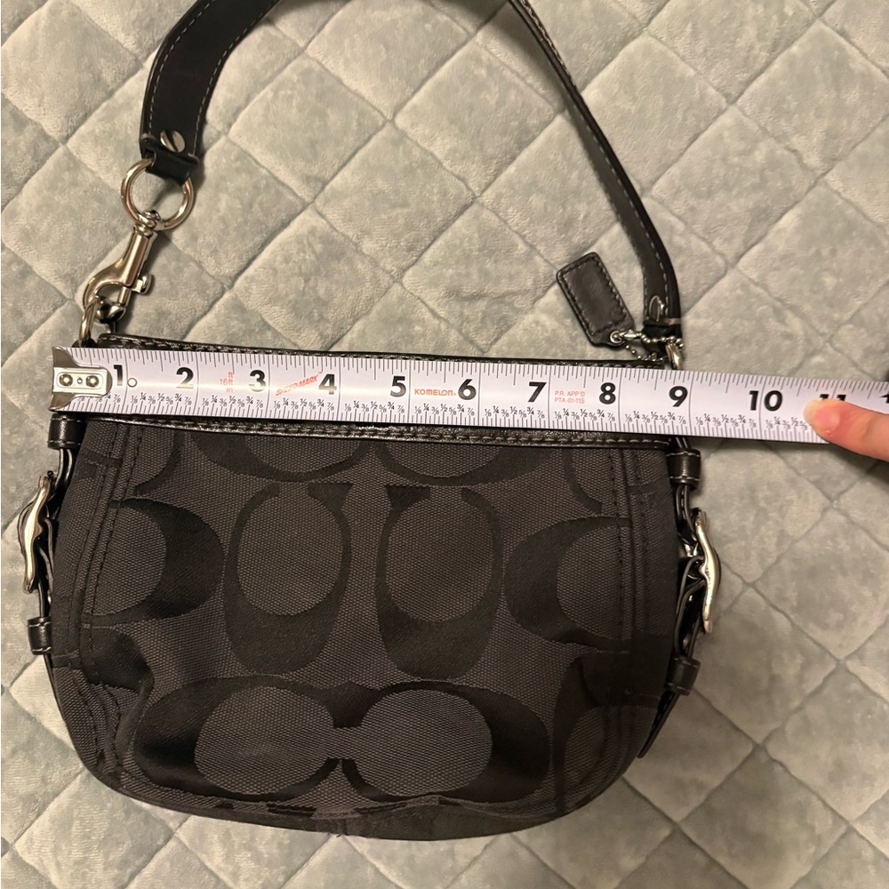 Coach Black Signature Jacquard Shoulder Bag with Silver Hardware small - Picture 3 of 10